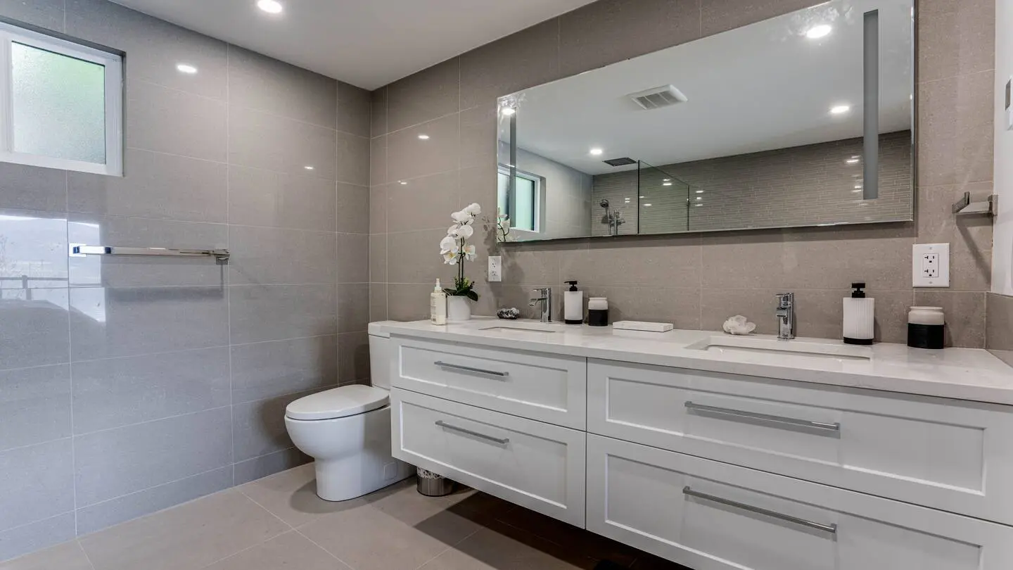 Bathroom with long double vanity
